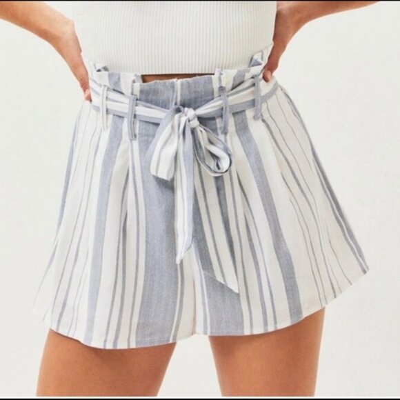 Chic High Waist Striped Shorts in Blue and White NWT - Picture 1 of 7